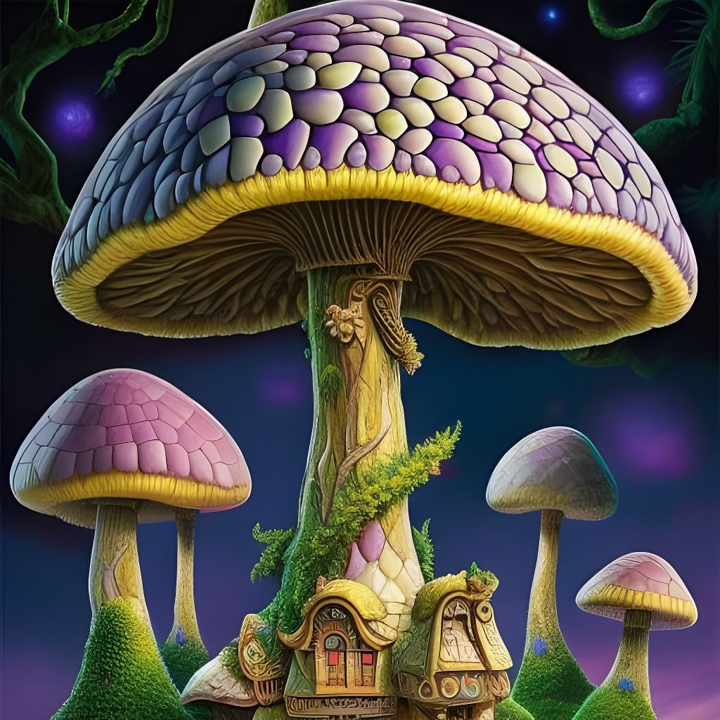 Fairytale Shroompunk Mansion in a Lavender Wonderland