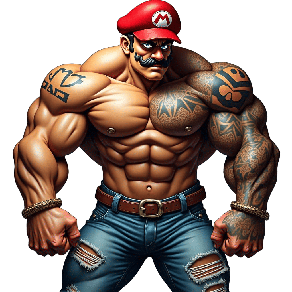 Photorealistic Mario Bros as Graffiti Street Art