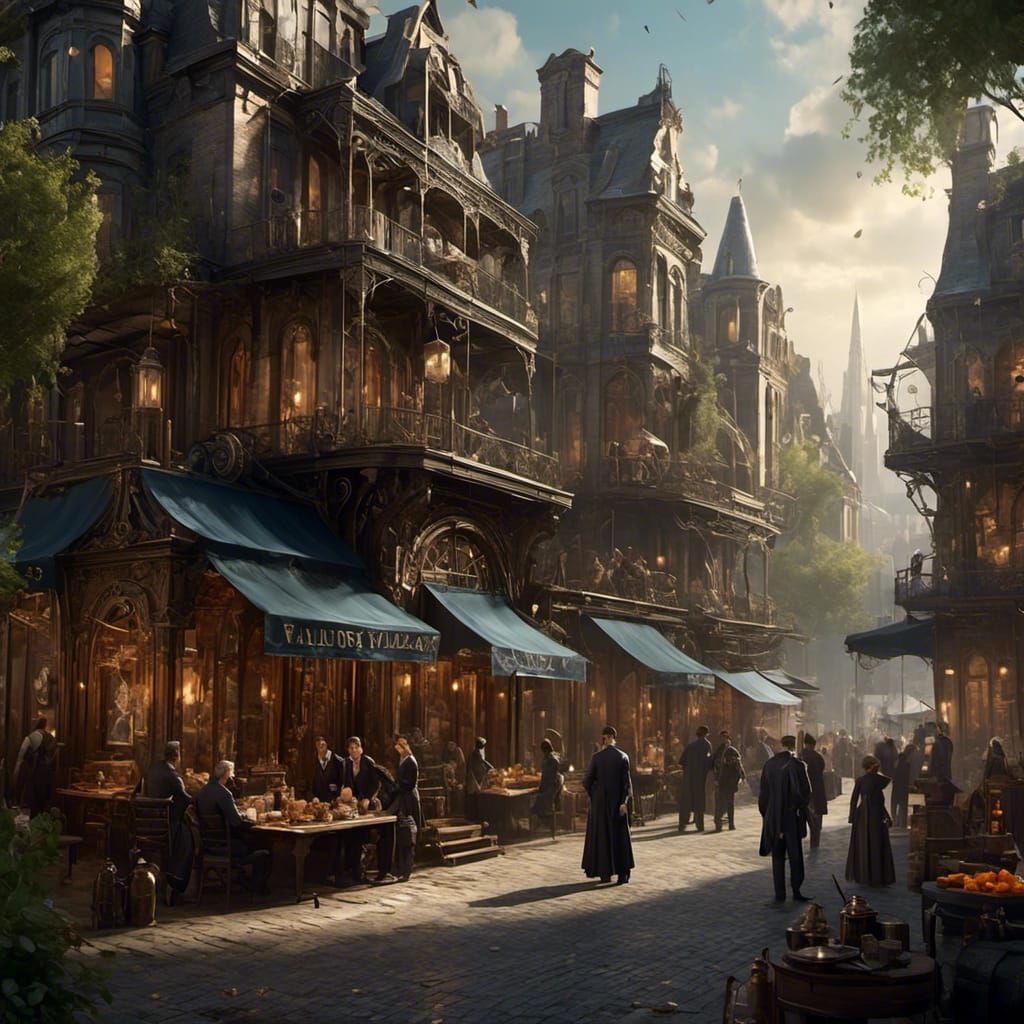 Steampunk Breakfast at Tiffany's: Detailed Matte Painting