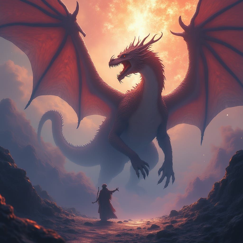 Majestic Dragon in Vibrant Ethereal Explosion