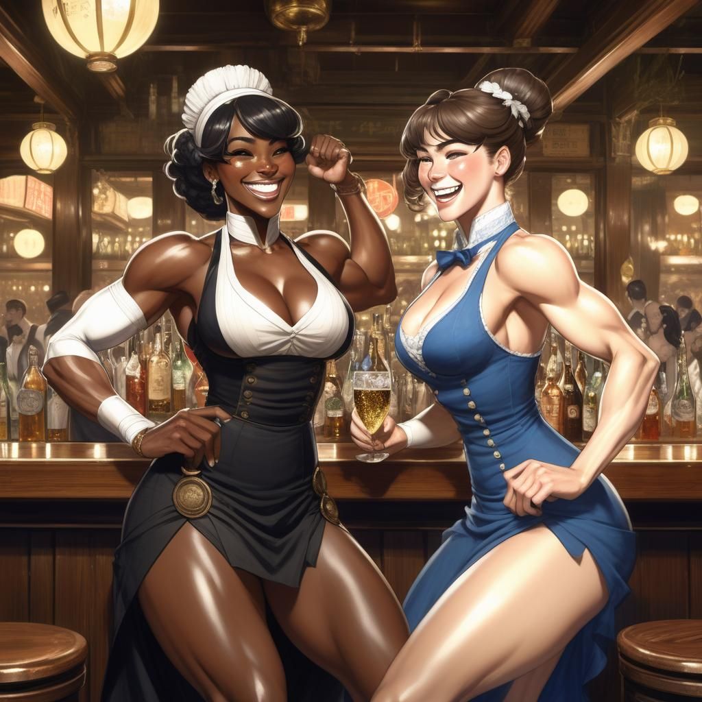 Muscular Women Celebrate New Year's in Manga Style