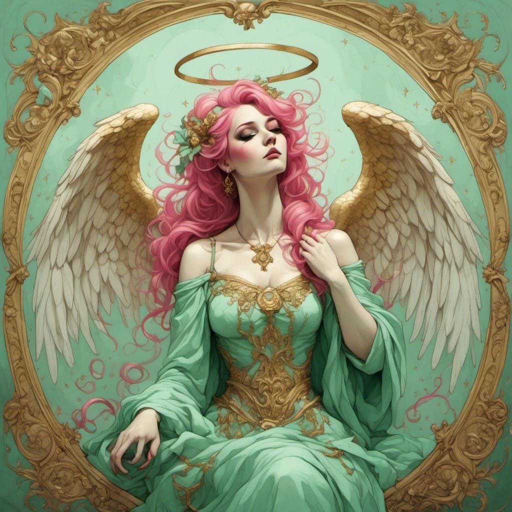 Baroque Love Angel in Pink, Gold, and Mint