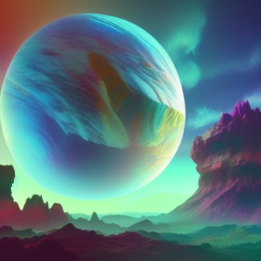 Vibrant Planetary Landscape in Detailed Matte Painting