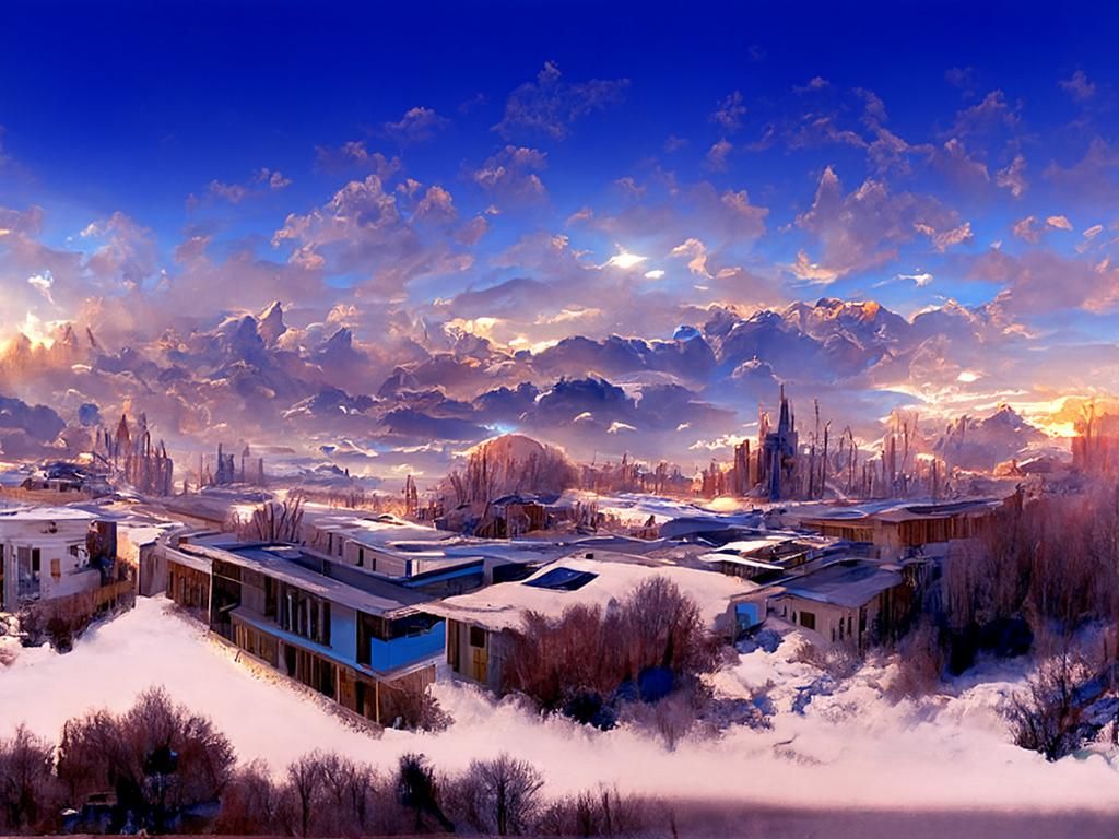 Winter School in Silver and Blue: Detailed Fantasy Painting