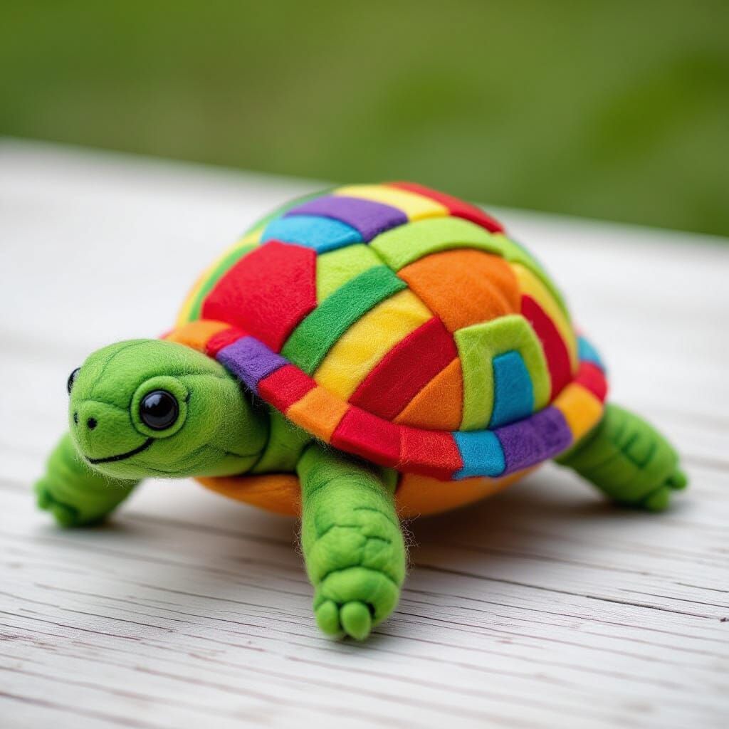Rainbow Felt Tortoise Sculpture