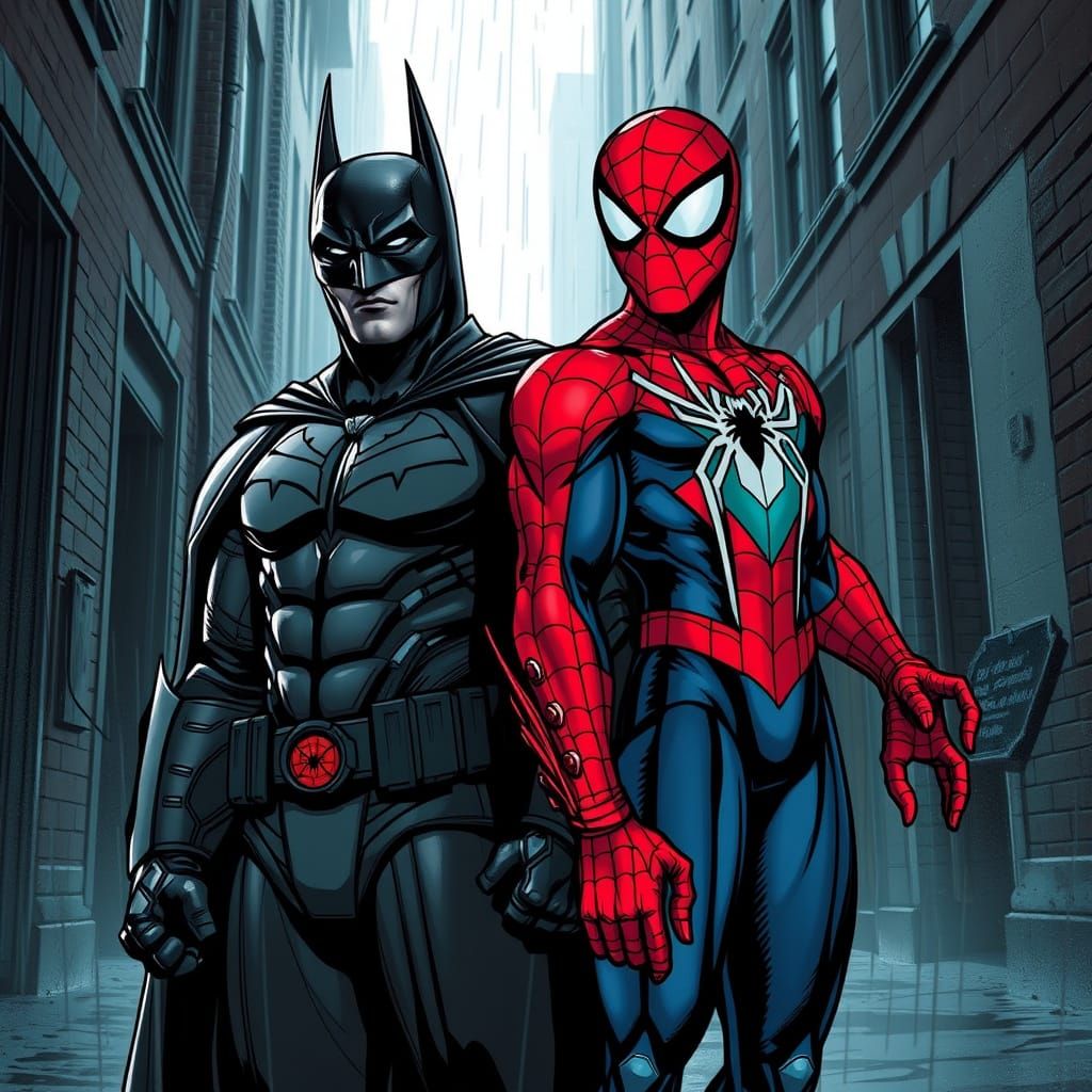 Gotham City Showdown: Dark Knight Meets Web-Slinger