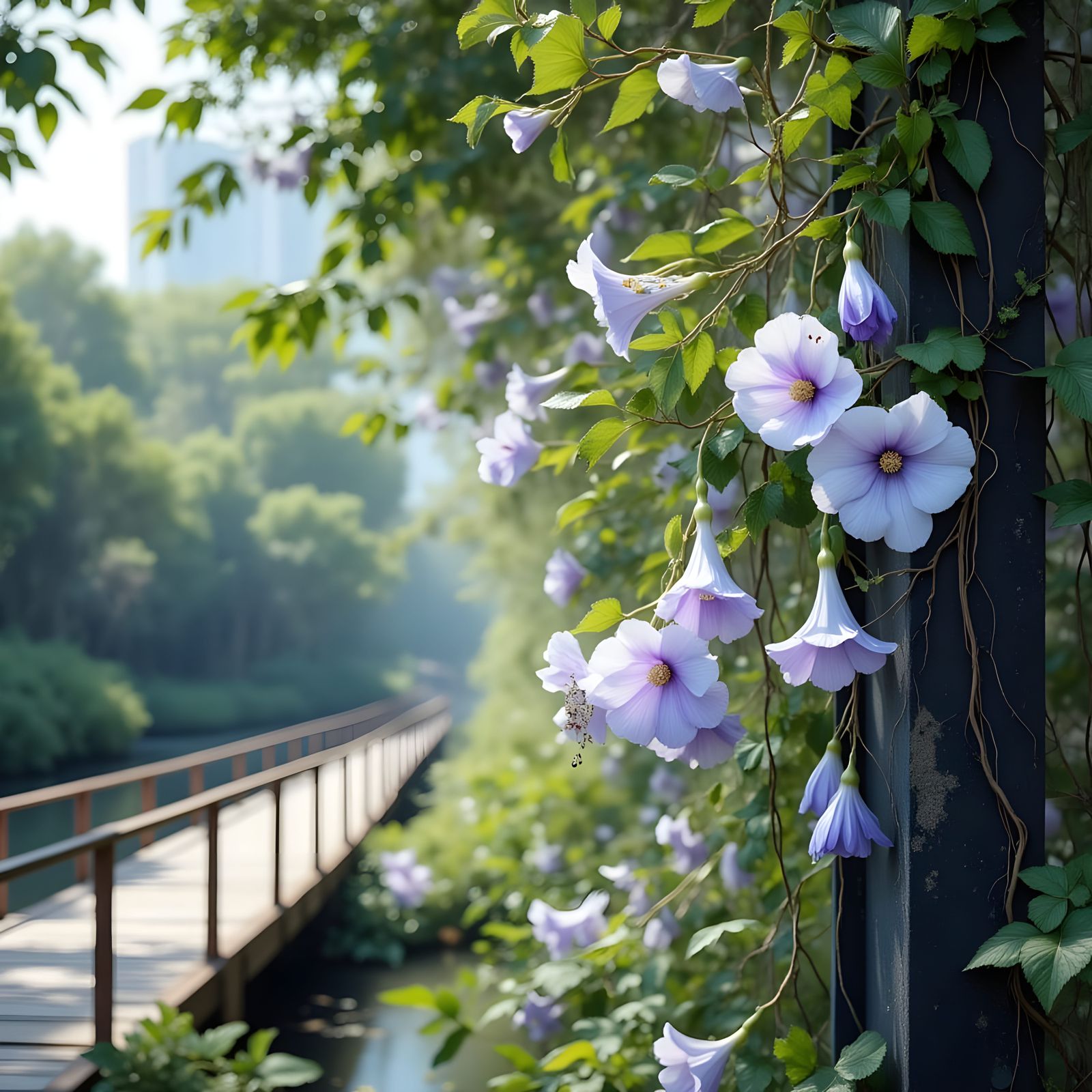 Lavender Trumpets by the Hanging Bridge