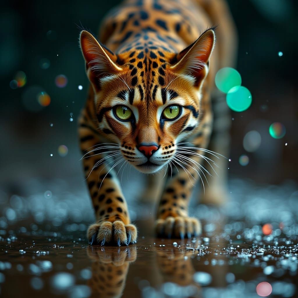 Hyperdetailed Margay Wildcat on the Hunt