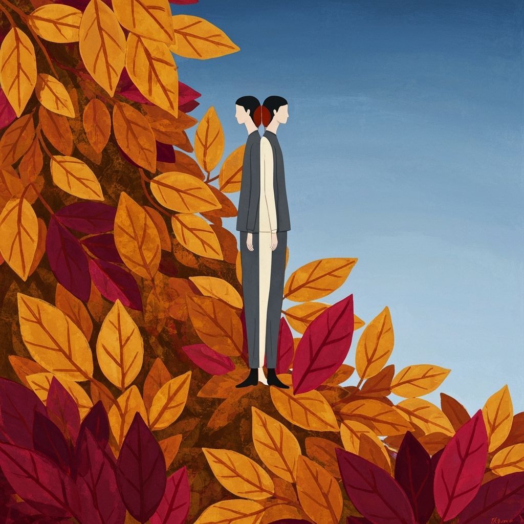 Autumn Figures in Amber Light, Expressive Art Style