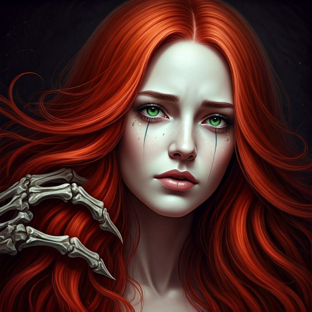 Gothic Woman's Soul Taken by Grim Reaper