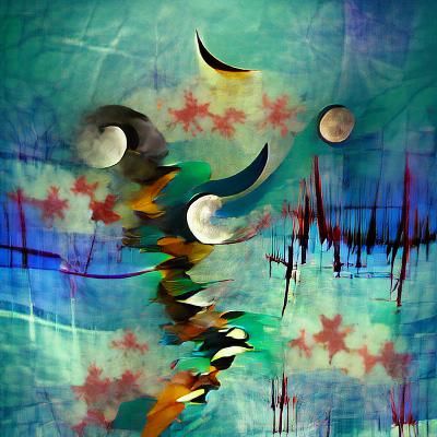 Abstract Figure Falling Under Moonlit Stars