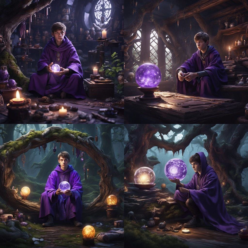 Teenage Wizard in Swamp Treehouse, Fantasy Concept Art