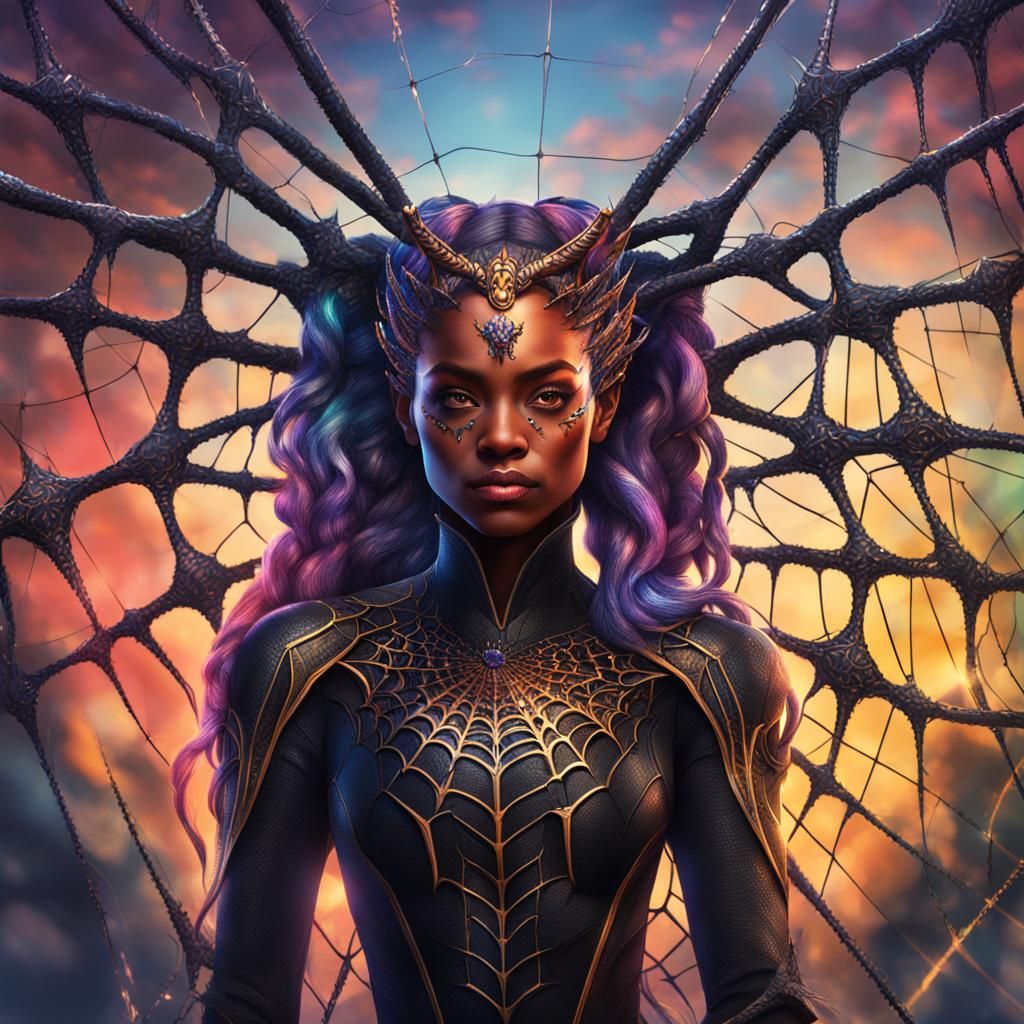 Dark Elf Spider Queen with Spiderweb Hair