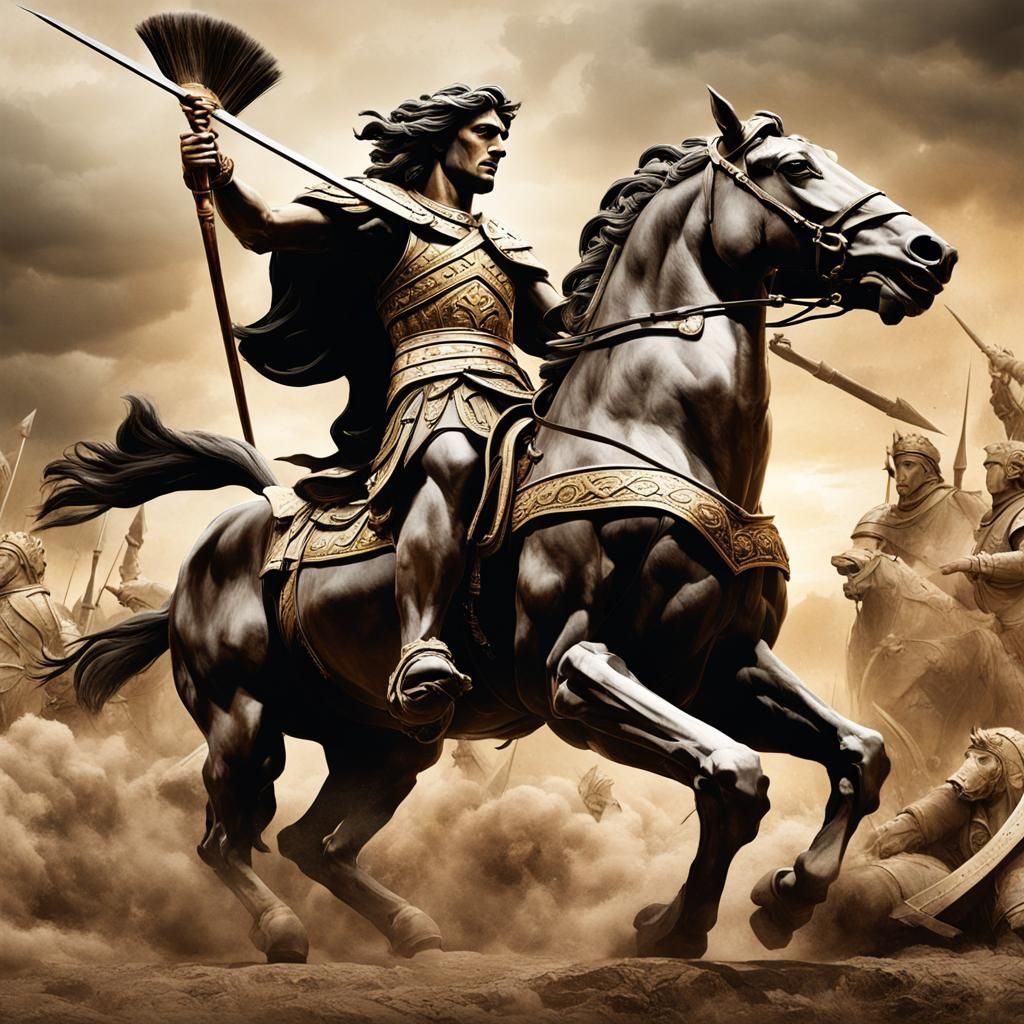 Alexander the Great Leading His Army in Battle