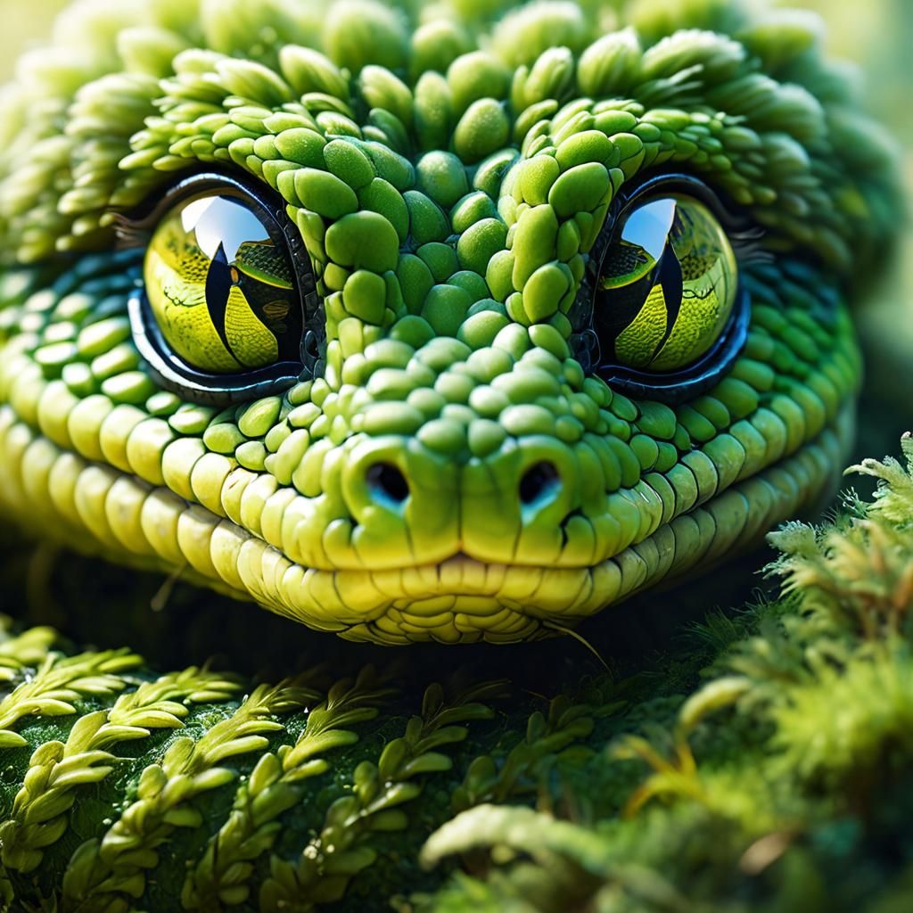 Fuzzy Moss Snake in Fauvist Style