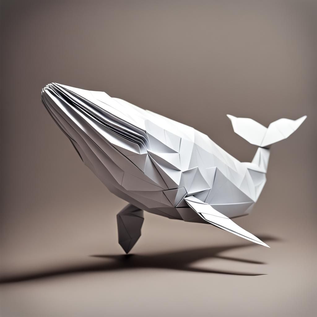 Origami Whale Papercraft in 8K Resolution