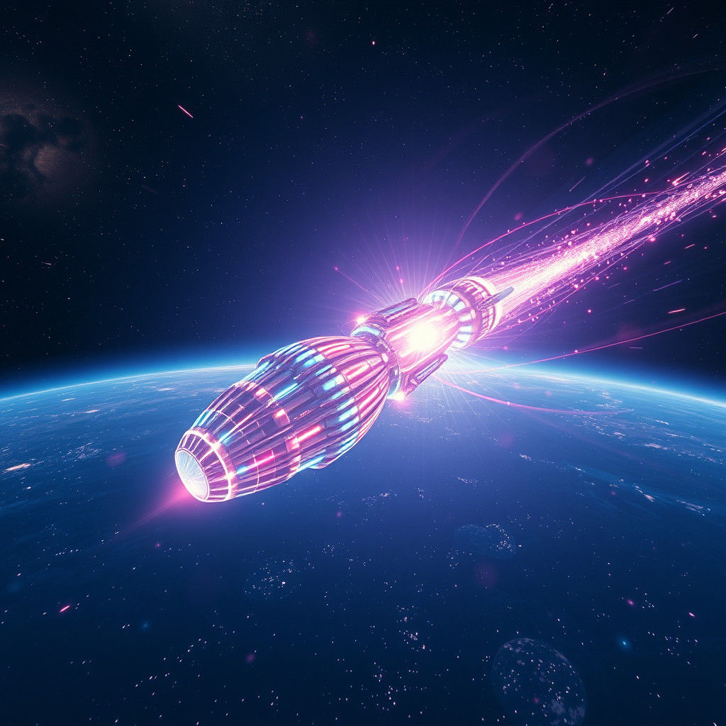 "A vast, open void filled with shifting colors and patterns,...