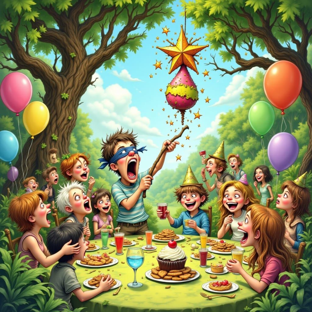 Chaotic Children's Birthday Party with Piñata