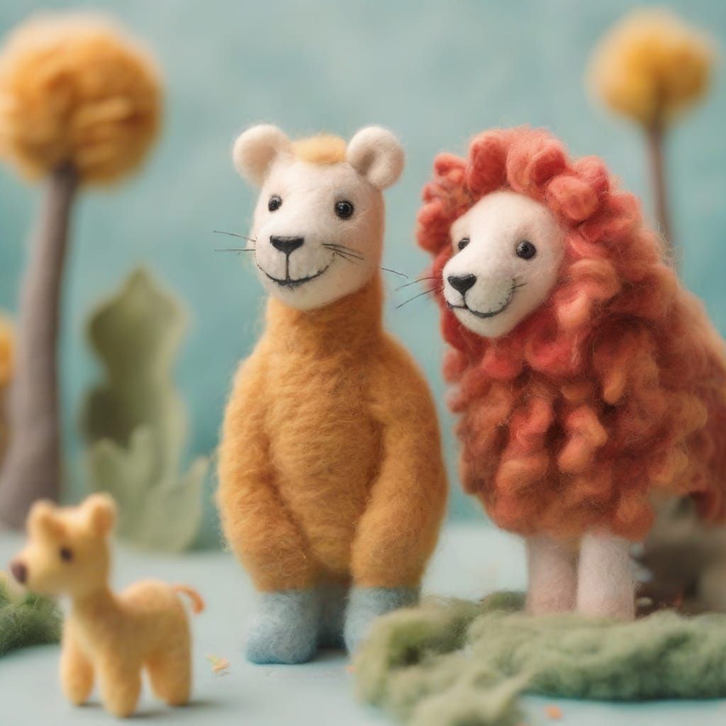 Lion and Giraffe in Felted Friends Style