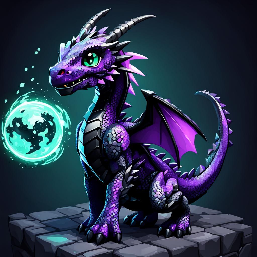 Cute Ender Dragon Cartoon Illustration