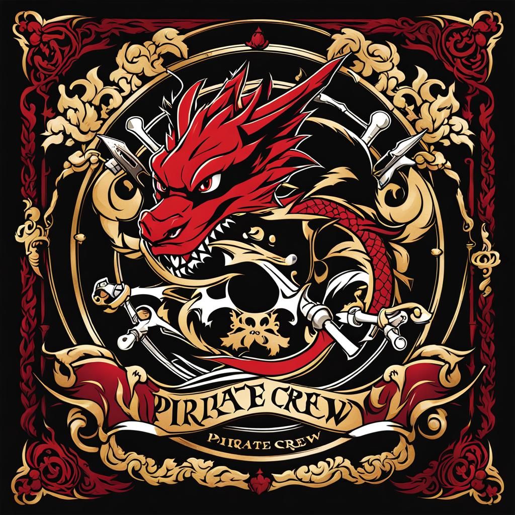 Dragon-Themed Pirate Crew Logo in Anime Style