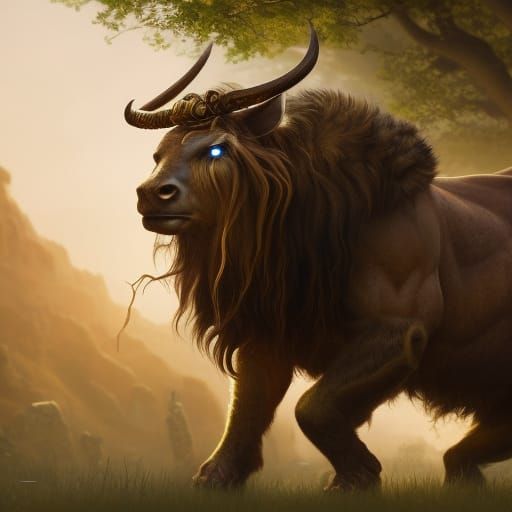 Fierce Minotaur Druid Portrait in Dark Fantasy Style