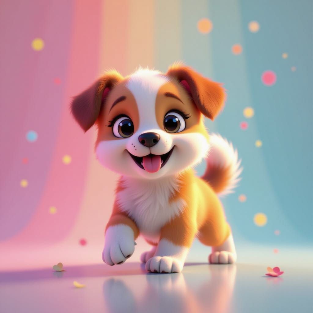 Cute Puppy or Cat in 3D Digital Art