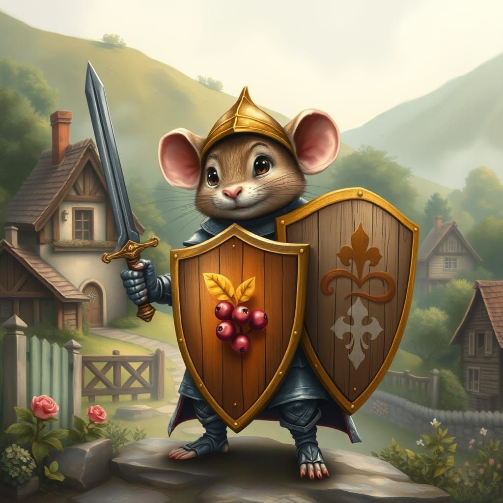 Whimsical Mouse Knight Defends Idyllic Village with Rowan Be...