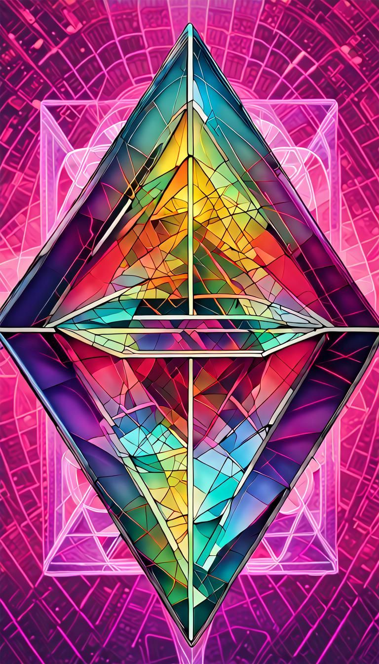 Sacred Geometry Symbol in Neon 3D Rendering