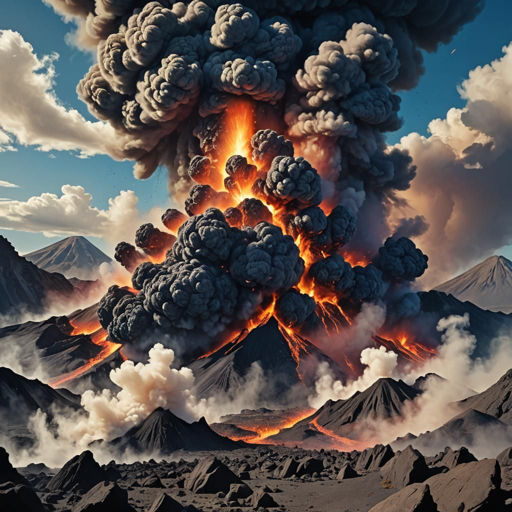 Volcanic "Boom!" in Warhol-esque Pop Art Style