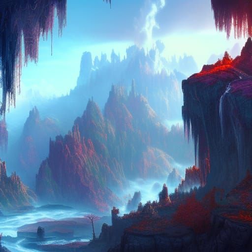 Fantastical Thunder Valley Concept Art in Deep Color