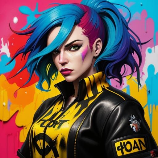 Redhead GTA Style Character in Vibrant Graffiti Street