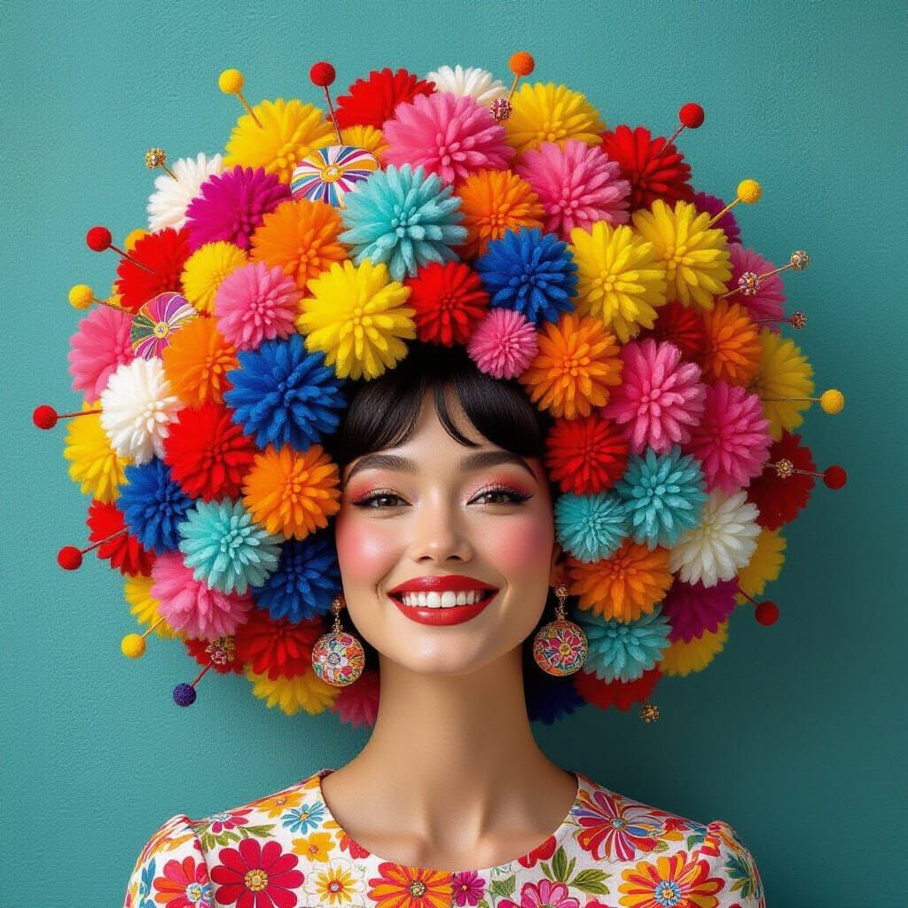 Exploding Pom-Poms in Playful, Whimsical Style