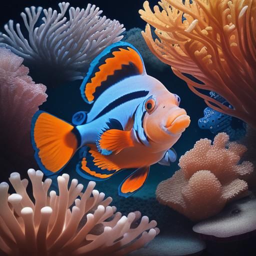 Astral Clownfish: A Holographic Visionary Illustration