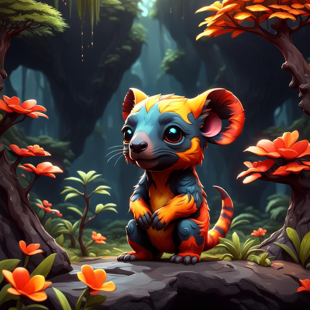 Lava Chibi Tree Kangaroo Fantasy Concept Art