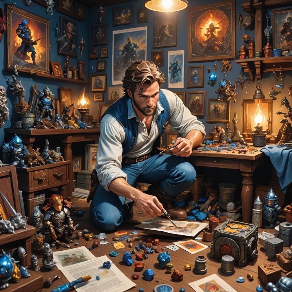 Fantasy Miniature Painter Surrounded by D&D Artwork
