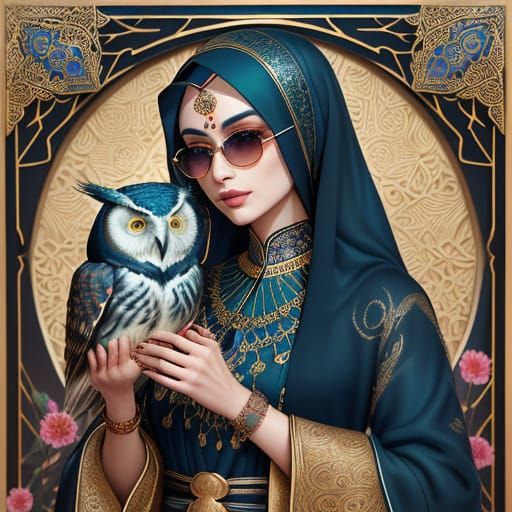 Owl in Pearl Sunglasses: A Qajar-Era Portrait