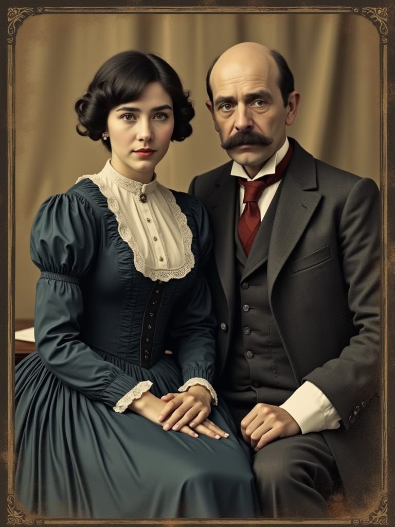 Victorian Couple in Sepia Photograph