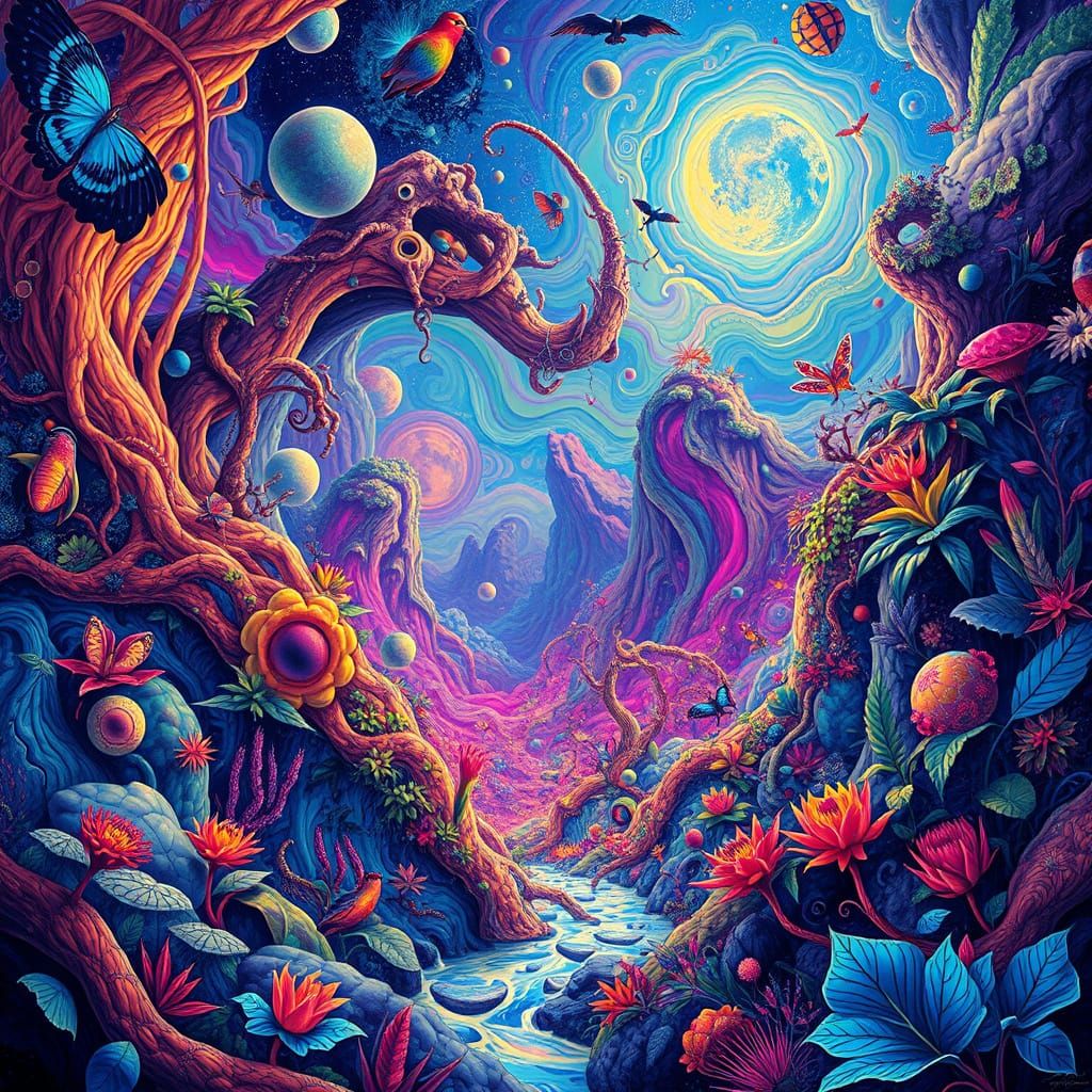 Vibrant Cosmic Landscape in Visionary Style
