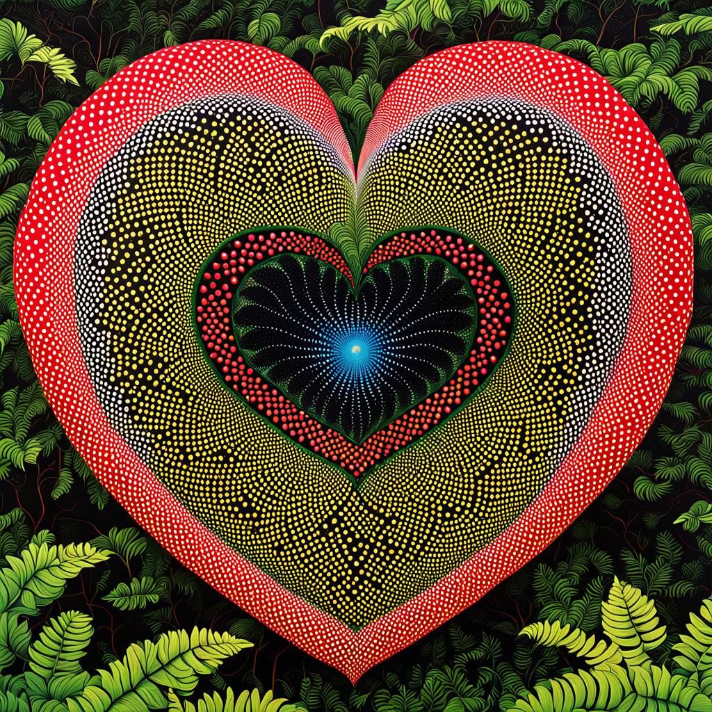 Geocentric Fractal Heart in Maximalist Style