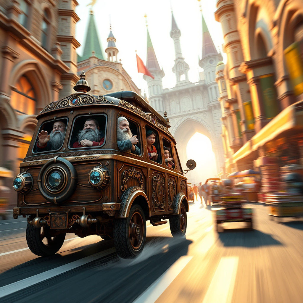 Dwarven Mini-Van Cruises Through Capital City