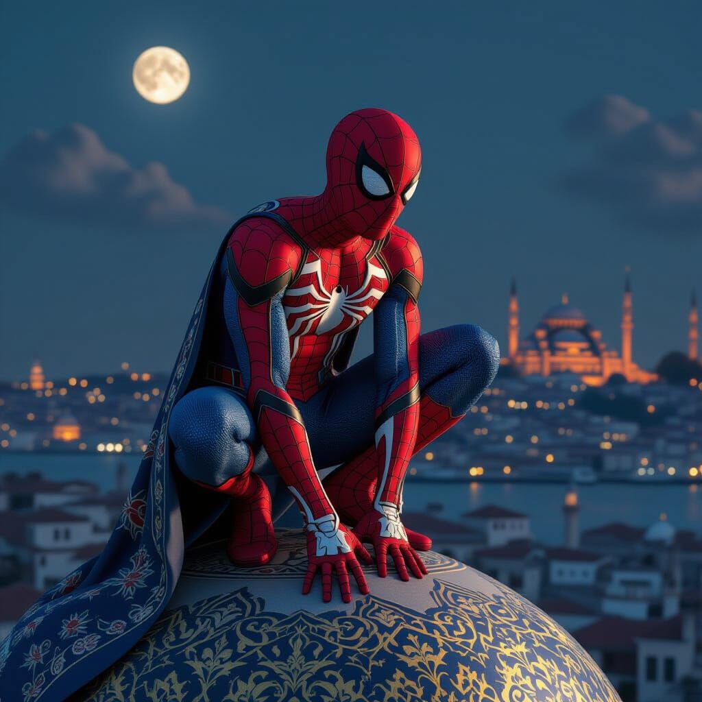 Spider-Man in Ottoman Silk on Istanbul Dome