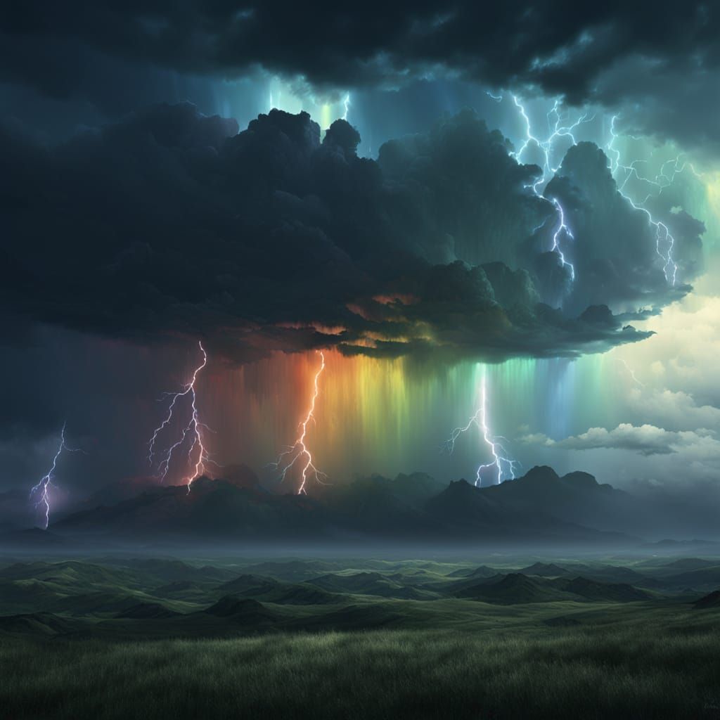 Ethereal Rainbow Storm with Spectral Glow