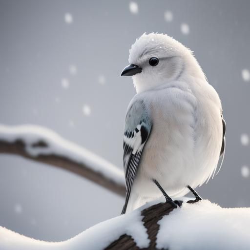 Delicate Bird in Snow, Professional Photography