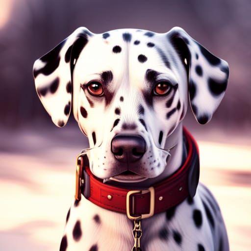 Dalmatian Dog in Cyberpop Gadgetpunk Paris