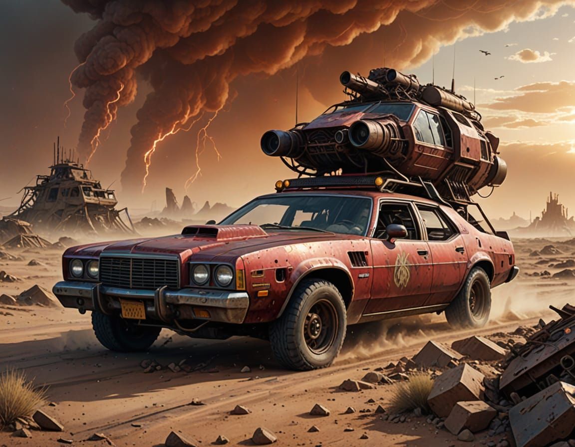 Mutant Intelligent Car in Desolate Wasteland