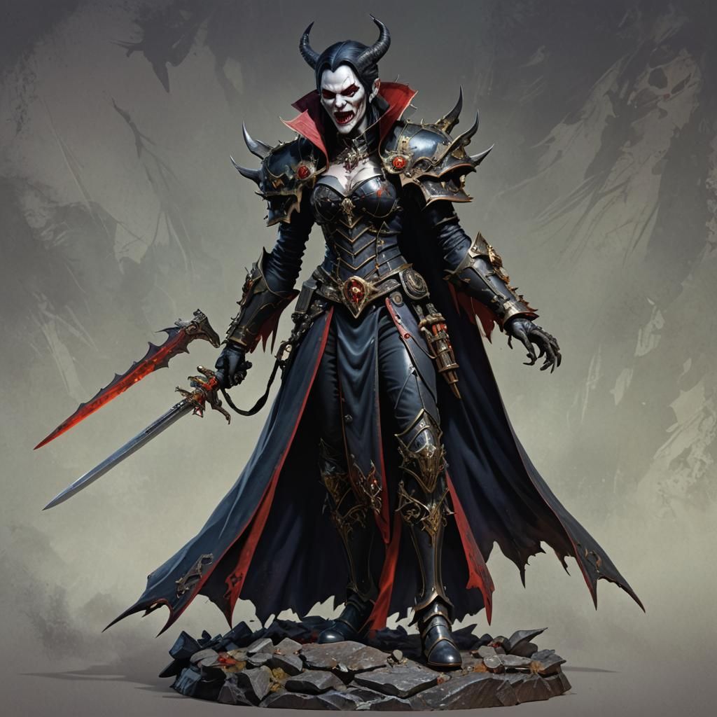 Warhammer Vampire Countess Full Body Hyperrealistic Art