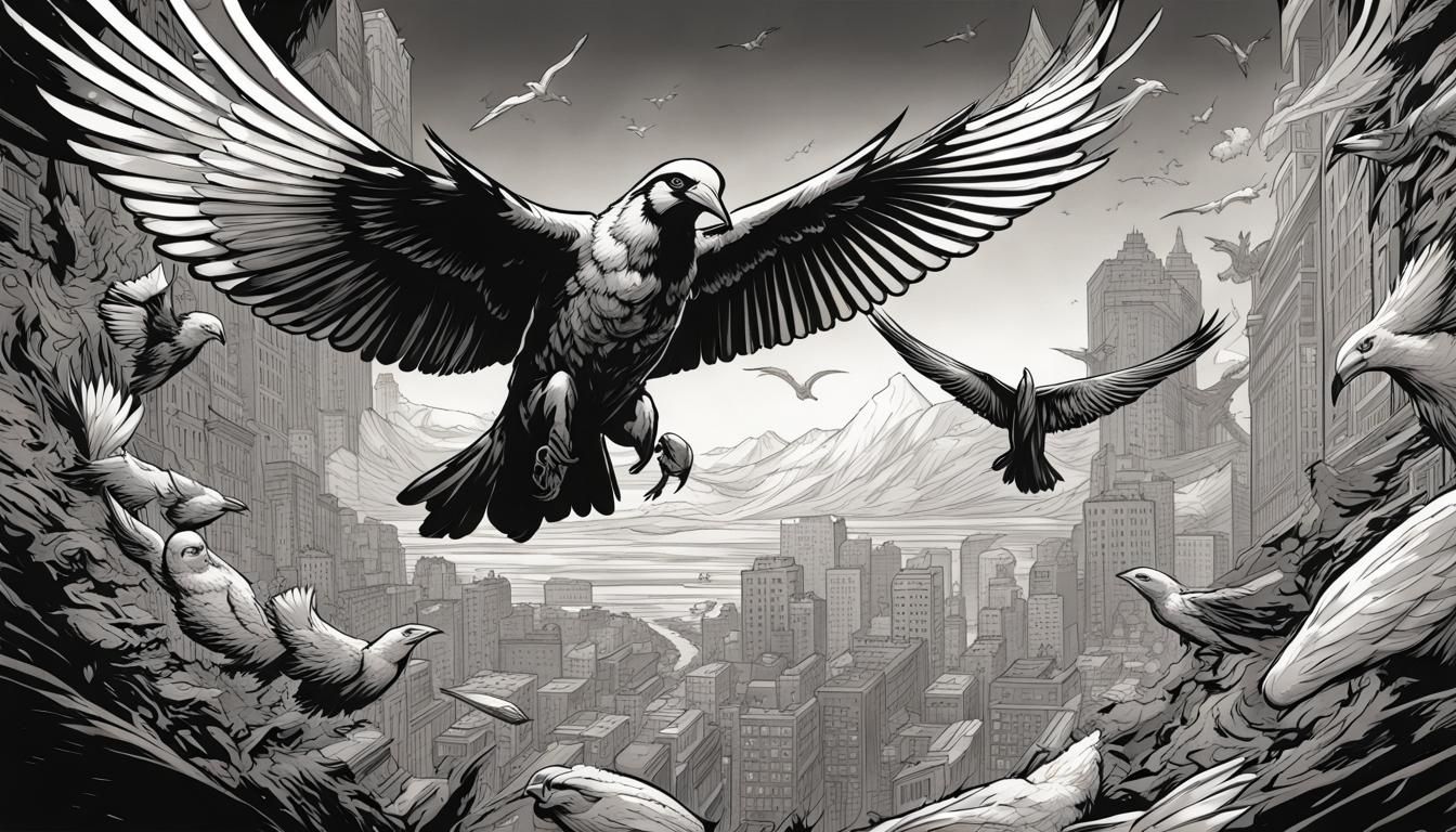 Avian People in Black and White Comic Art