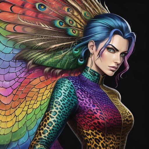Rainbow Dragon Woman: Comic Book Art