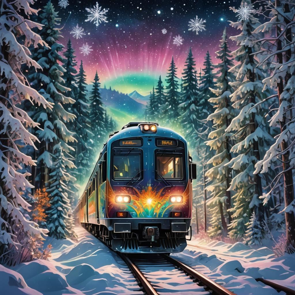 Vibrant Russian Trains Soar Through Cosmic Night